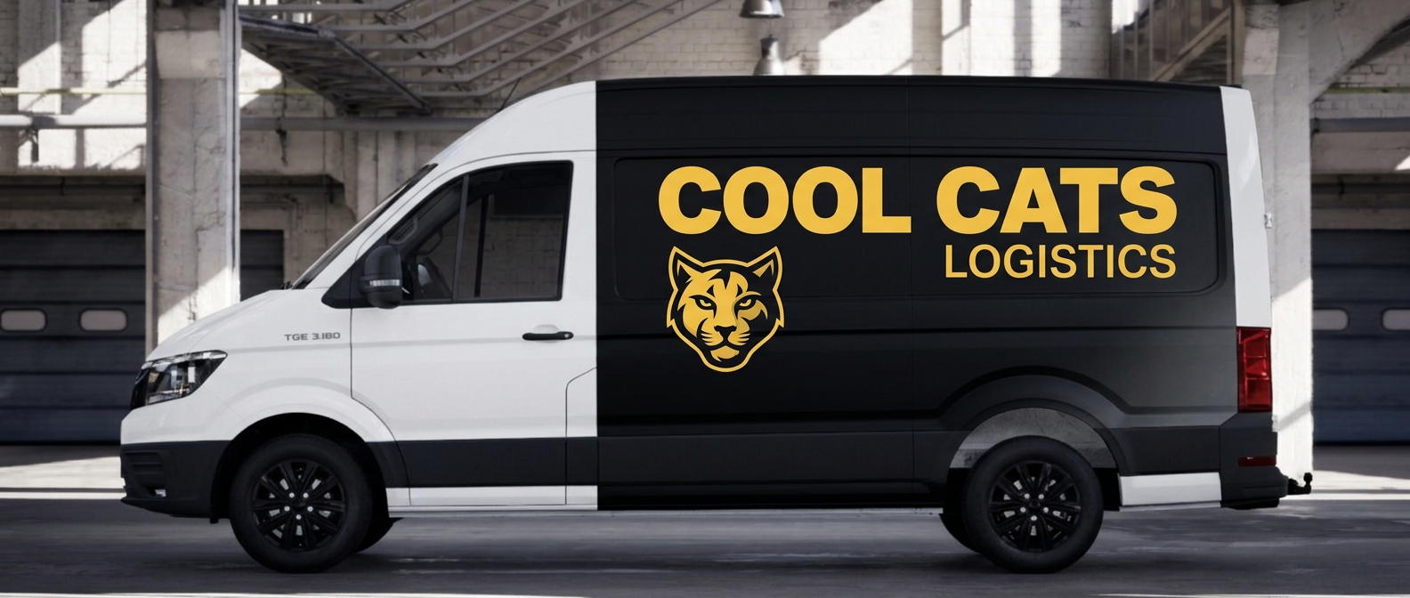 MAN TGE Dry — side view in Cool Cats livery